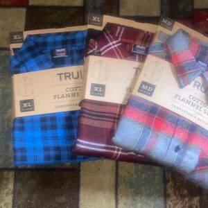TRU FIT Men's Cotton Flannel Shirt - Blue, Red, Gray